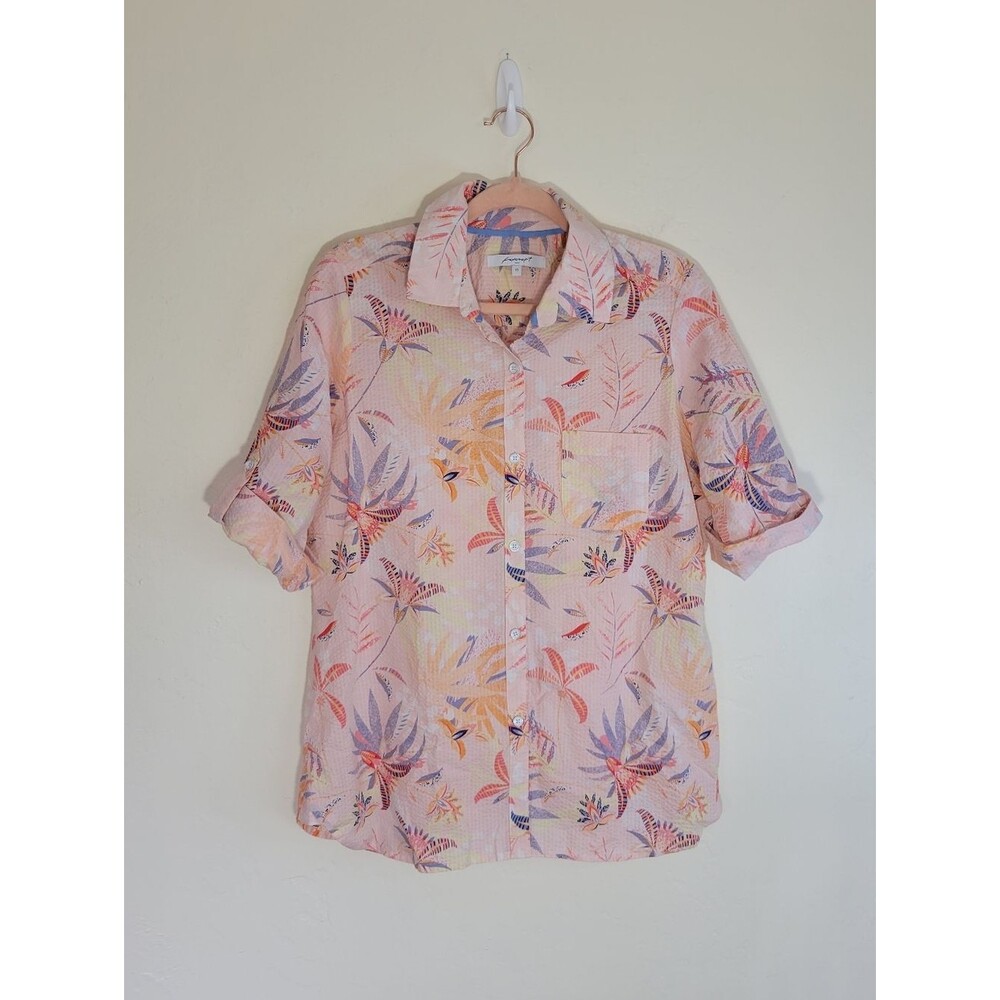 Foxcroft short-sleeve button-down shirt in light pink Women Size 10